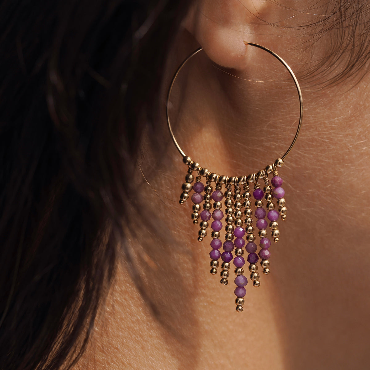 Calico Earrings - Amethyst