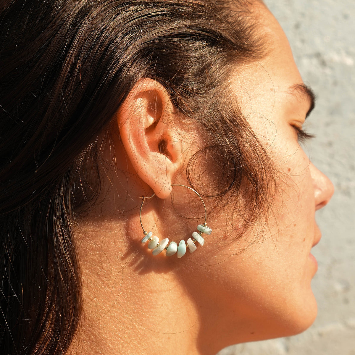 Seychelles Earrings - Larimar Gemstone